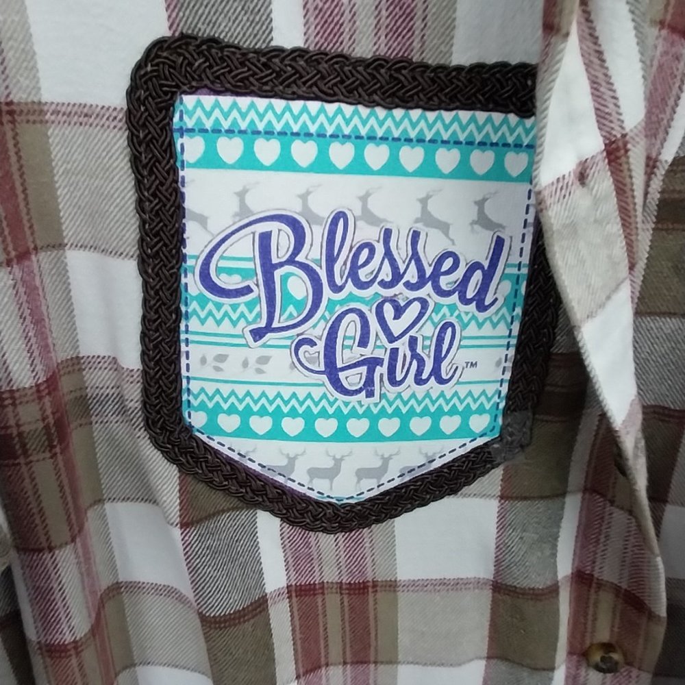 2706 Size XL Upcycled Croft & Barrow Fawned Of Jesus Button Down Shirt - Picture 5 of 7